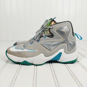 Nike LeBron 13 Blue Lagoon III Hologram Kids Lace Up Athleisure Sneakers B208